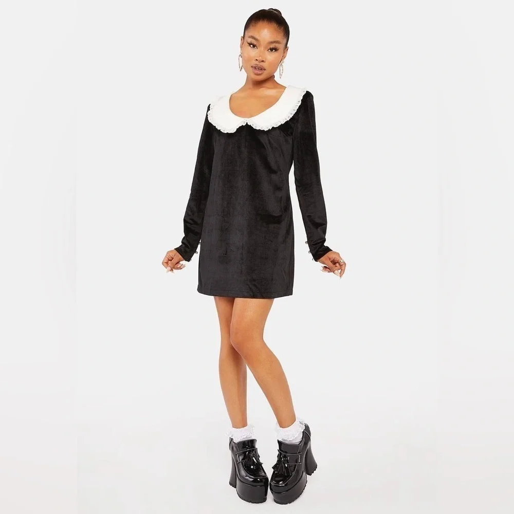 NEW Sister Jane Aquarius Scoop Neck Mini Dress Size Small Color Black White